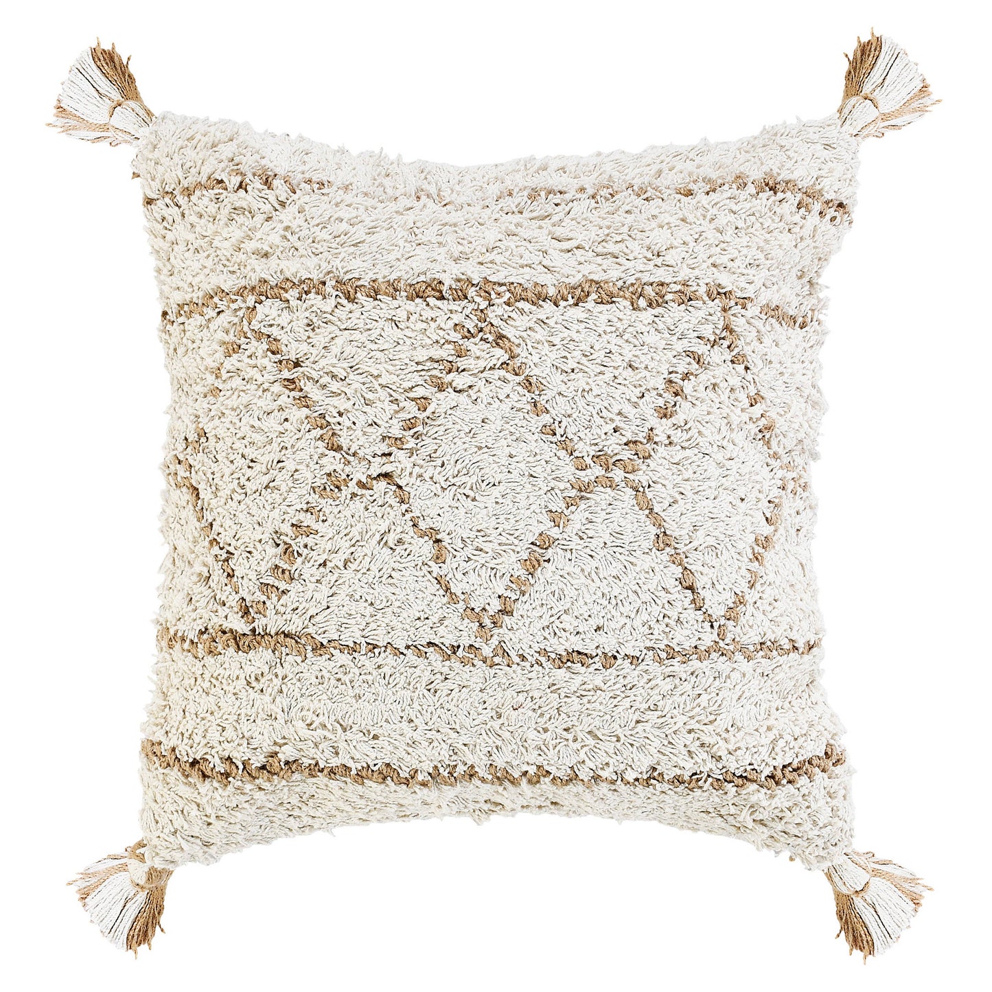 Diamond Jute & Cotton Throw Pillow