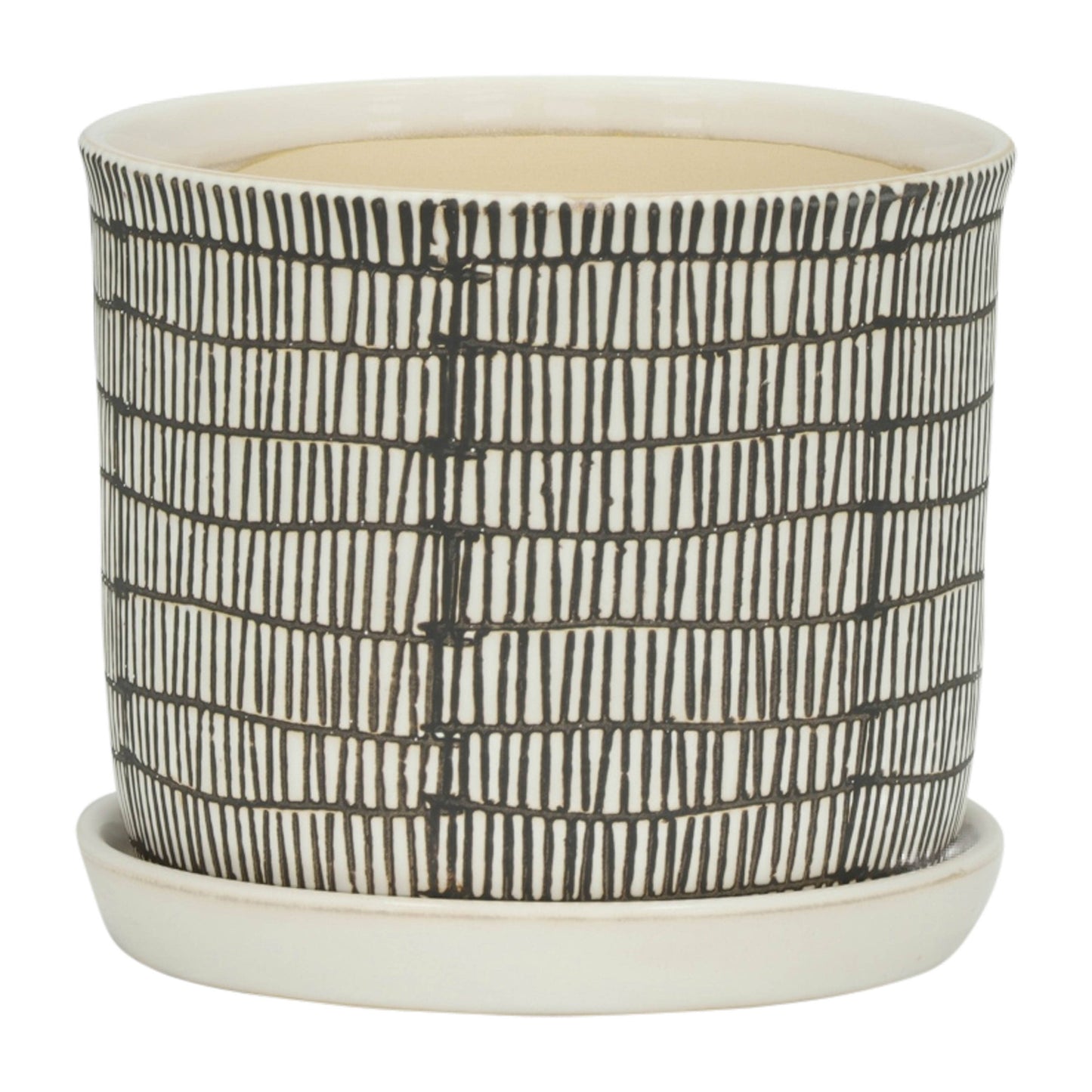 Ceramic Line Pot & Saucer
