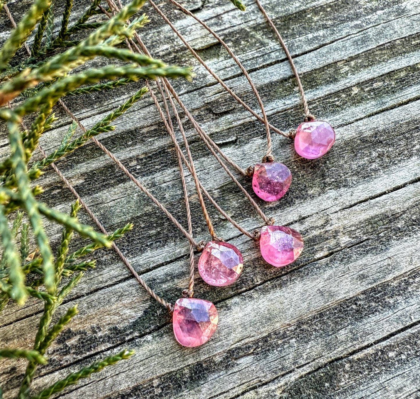 Pink Sapphire Small Teardrop Necklace