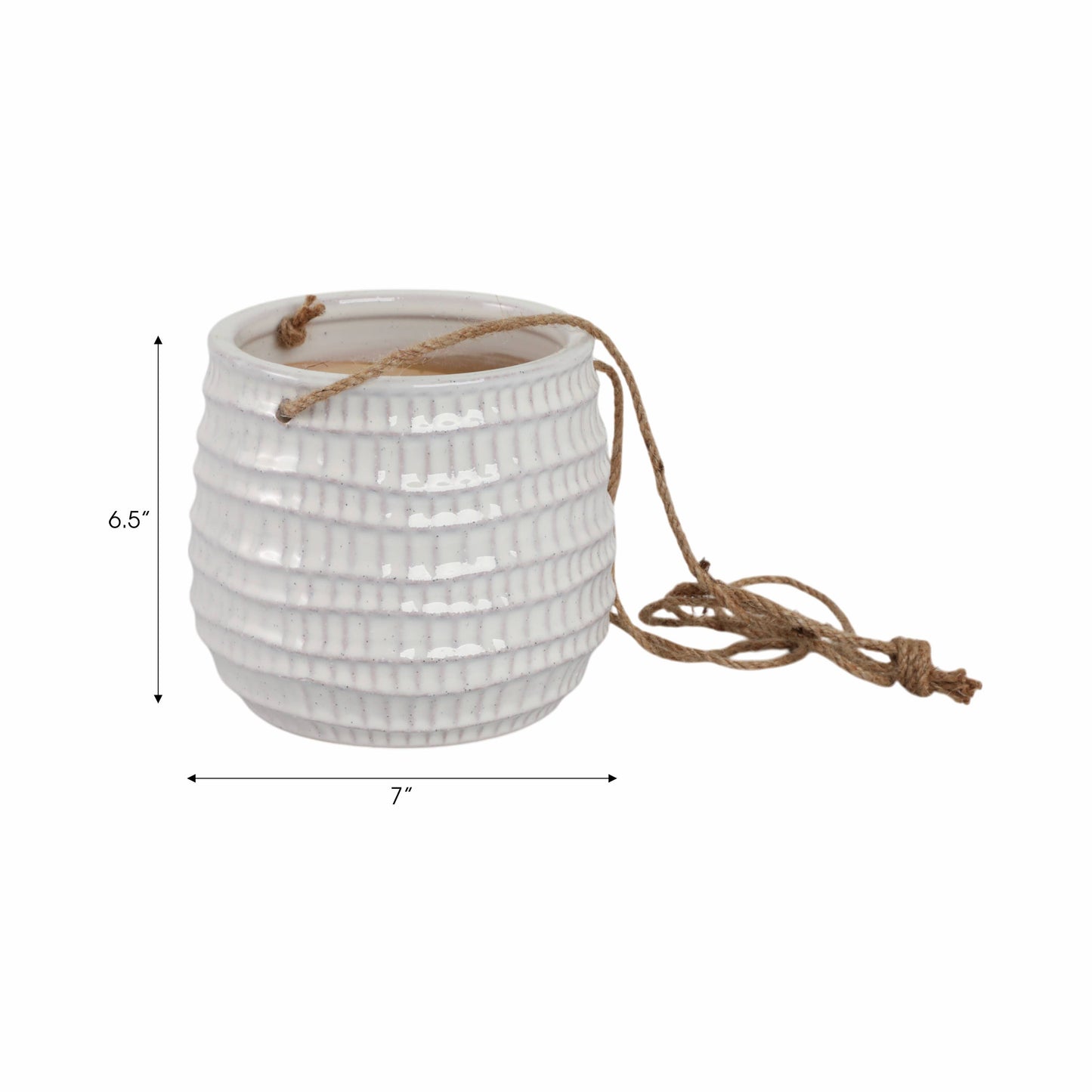Ivory Ribbed Hanging Planter