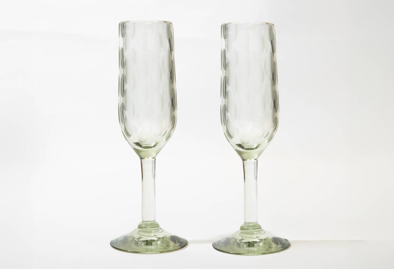 Smoke Etched Champagne Glass Set