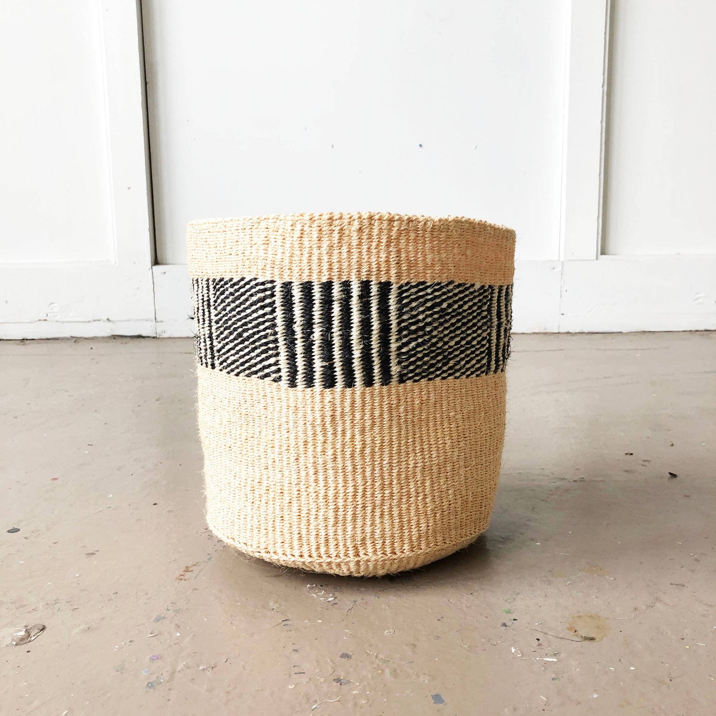 Striped Neutral Storage Plant Basket