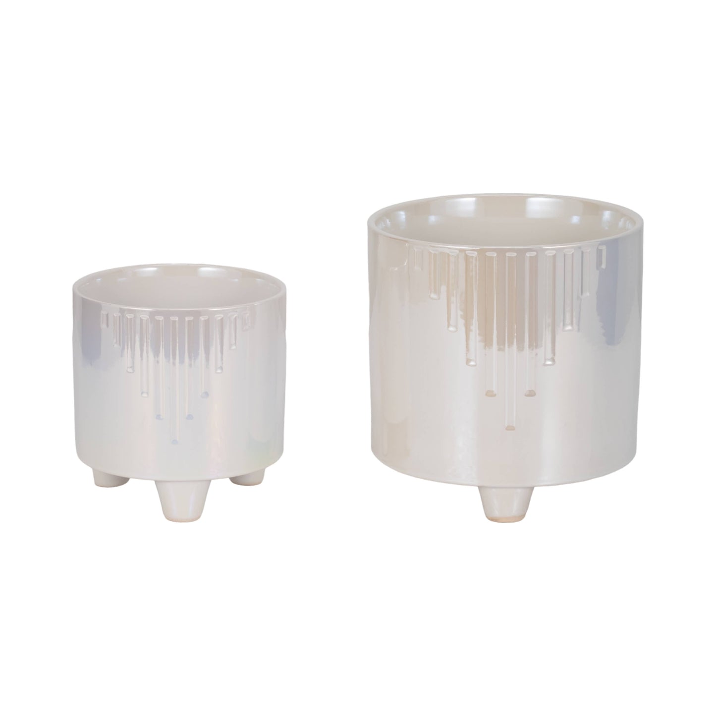 Ivory Ceramic Glossy Footed Pot