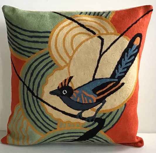 Chainstitch Art Deco Bird Pillow