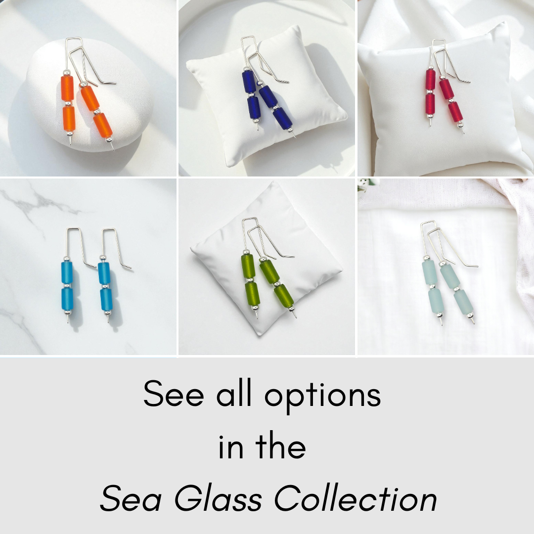 Sterling Silver & Sea Glass Threader Earrings