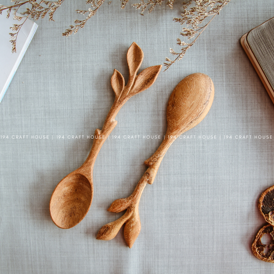 Artisan Leaf Handle Wooden Spoon