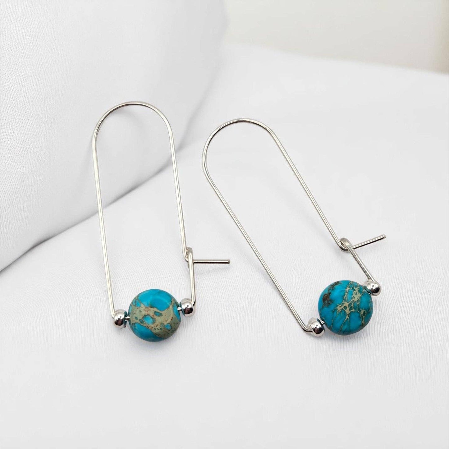 Sterling Silver & Turquoise Arc Earrings