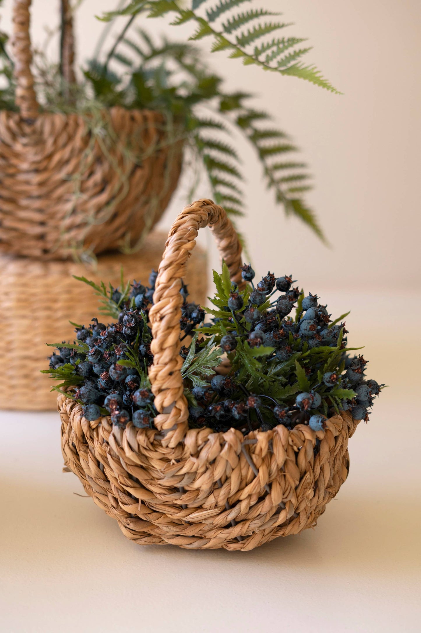 Woven Seagrass & Metal Basket