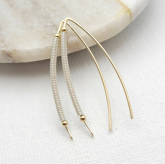 Gold and Silver Coil Thread Earrings
