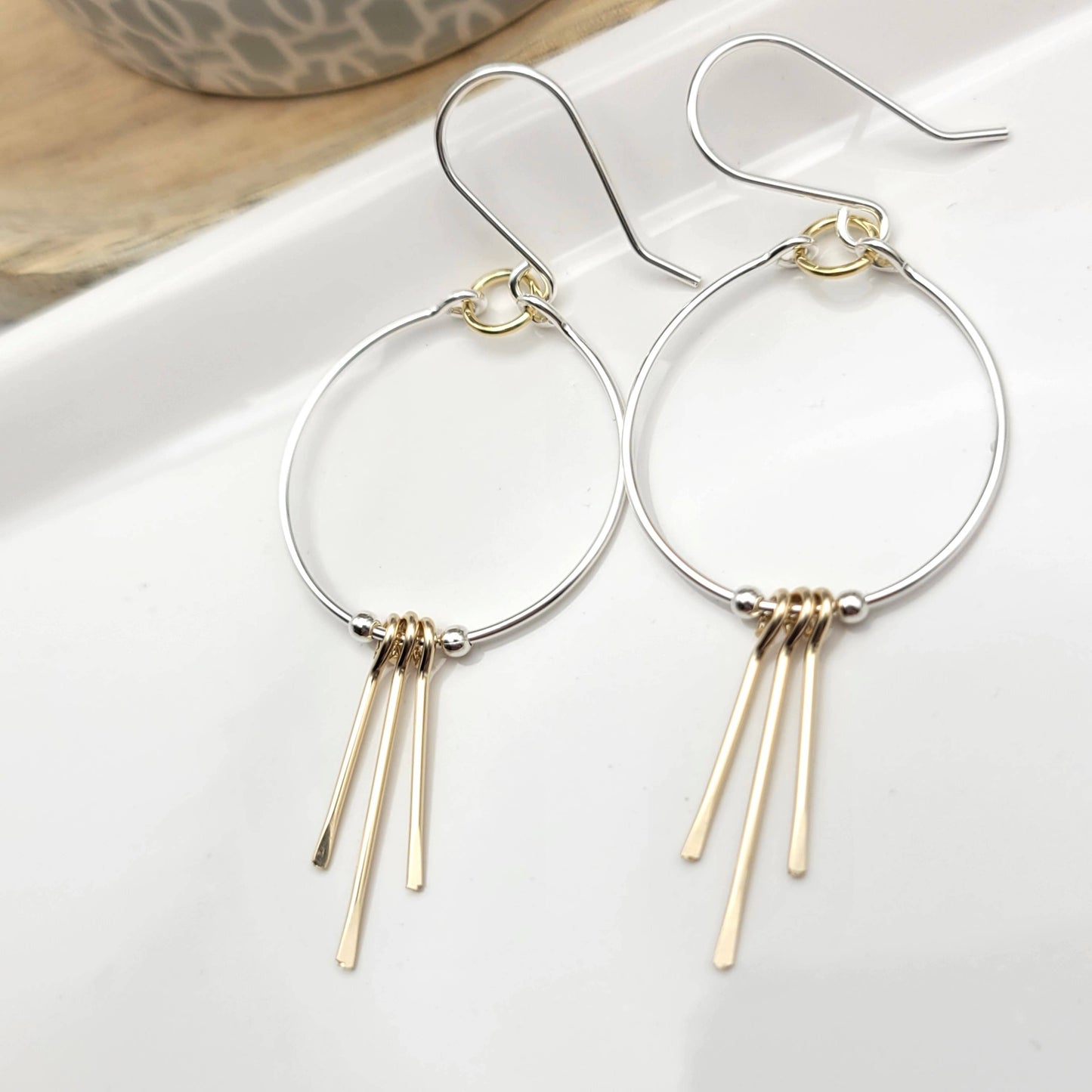 Silver and Gold Fringe Hoops