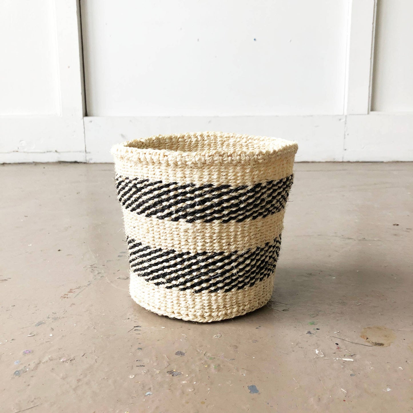 Striped Neutral Storage Plant Basket