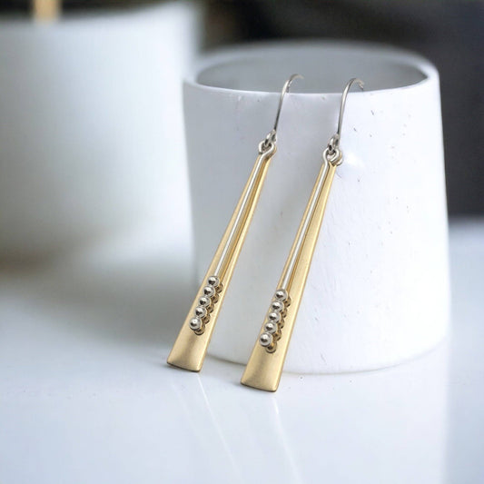 Long Gold & Sterling Silver Earrings
