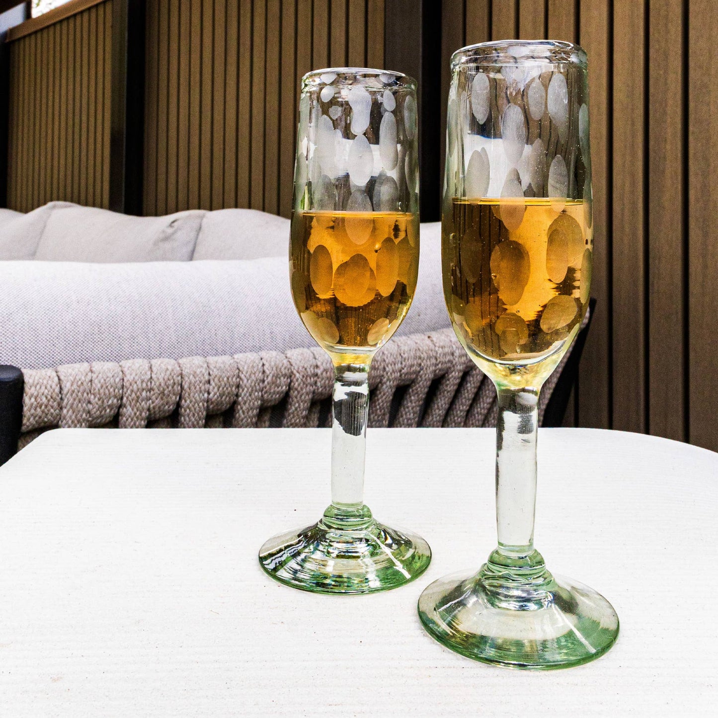 Smoke Etched Champagne Glass Set