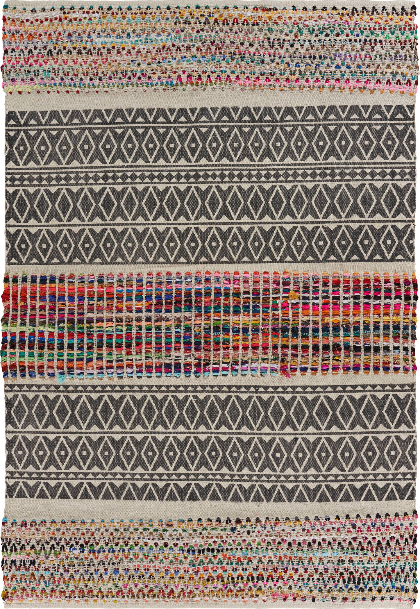Geometric Chindi Area Rug 3x5