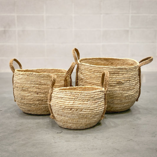 Round Grass Basket With Handles