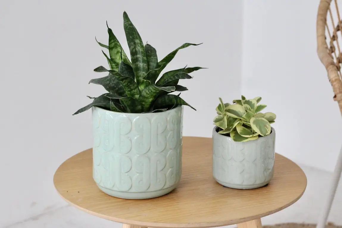 Retro Design Sage Green Glazed Pot