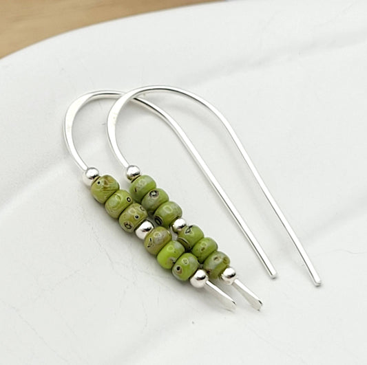 Beaded Sterling Silver Thread Earrings
