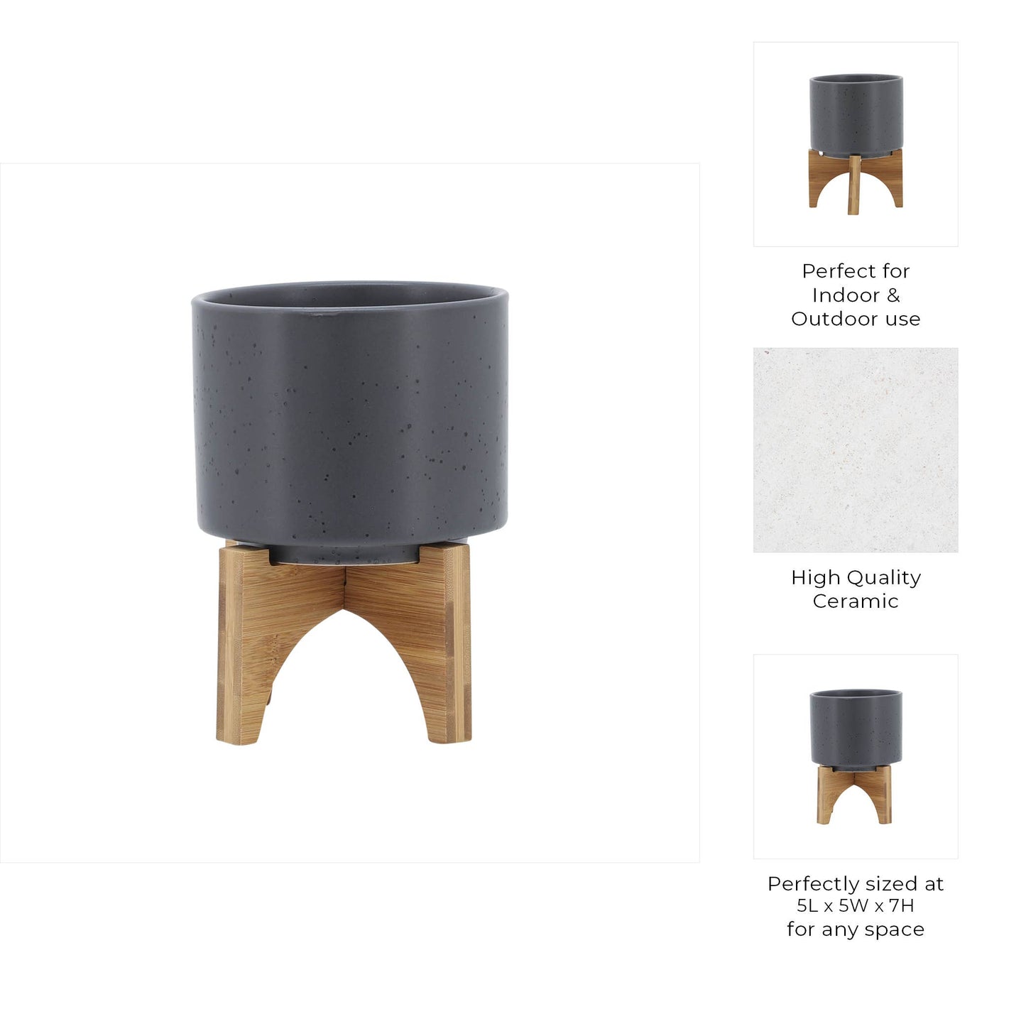 Matte Grey Ceramic Plant Stand