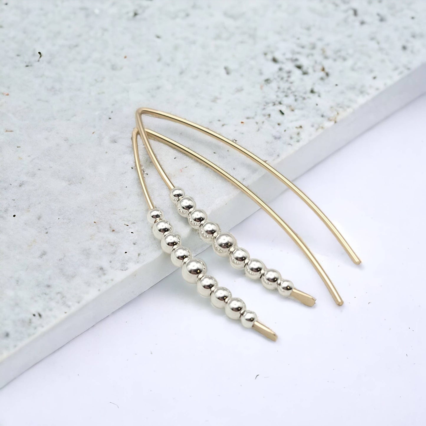 Gold & Silver Beaded Threader Earrings