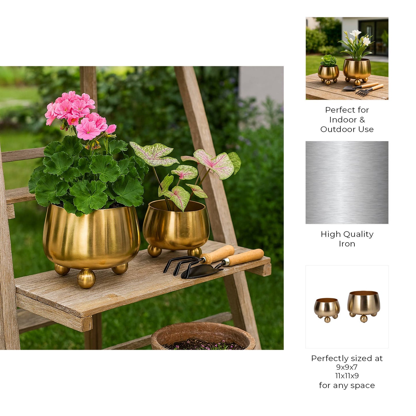 Gold Metal Ball Footed Pot