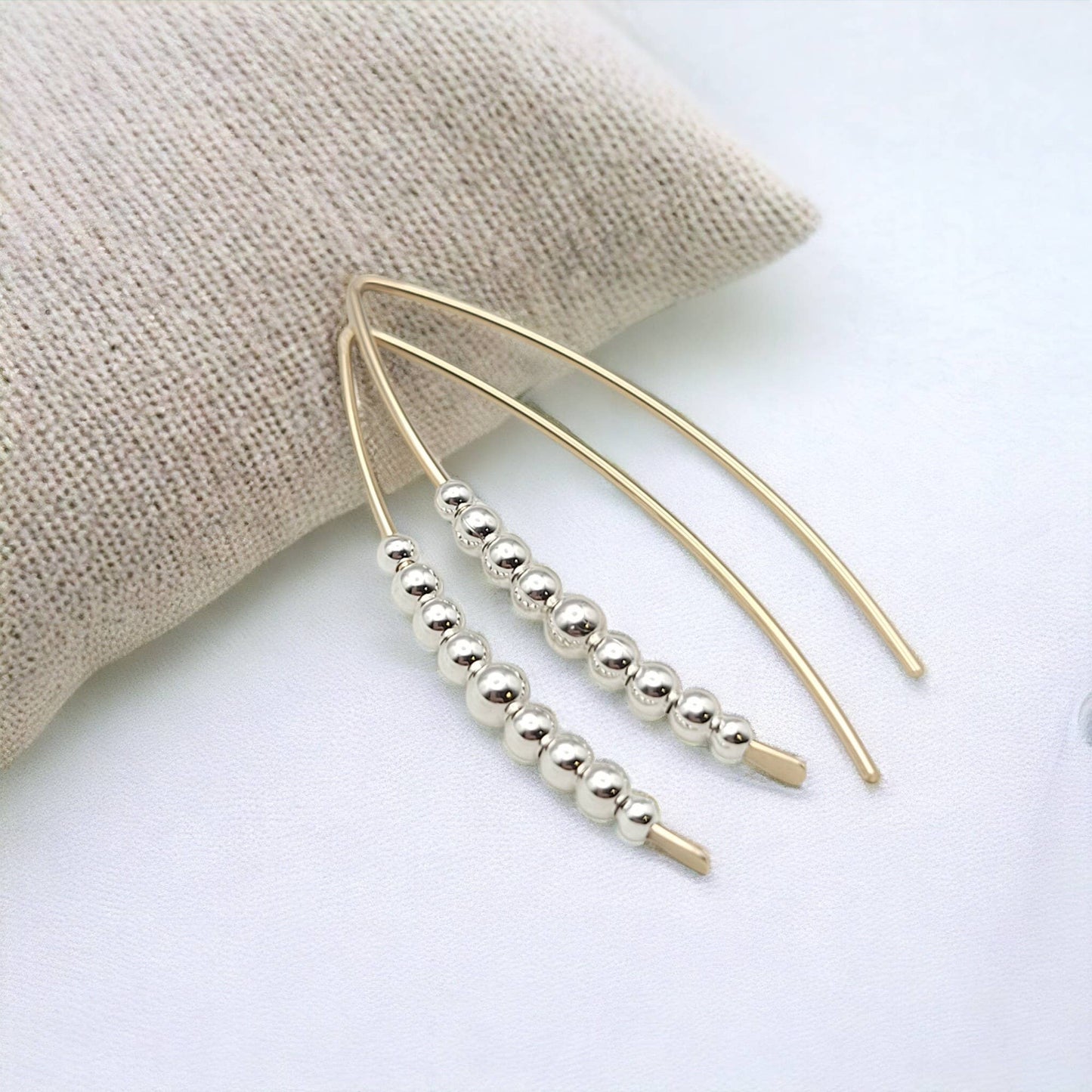 Gold & Silver Beaded Threader Earrings