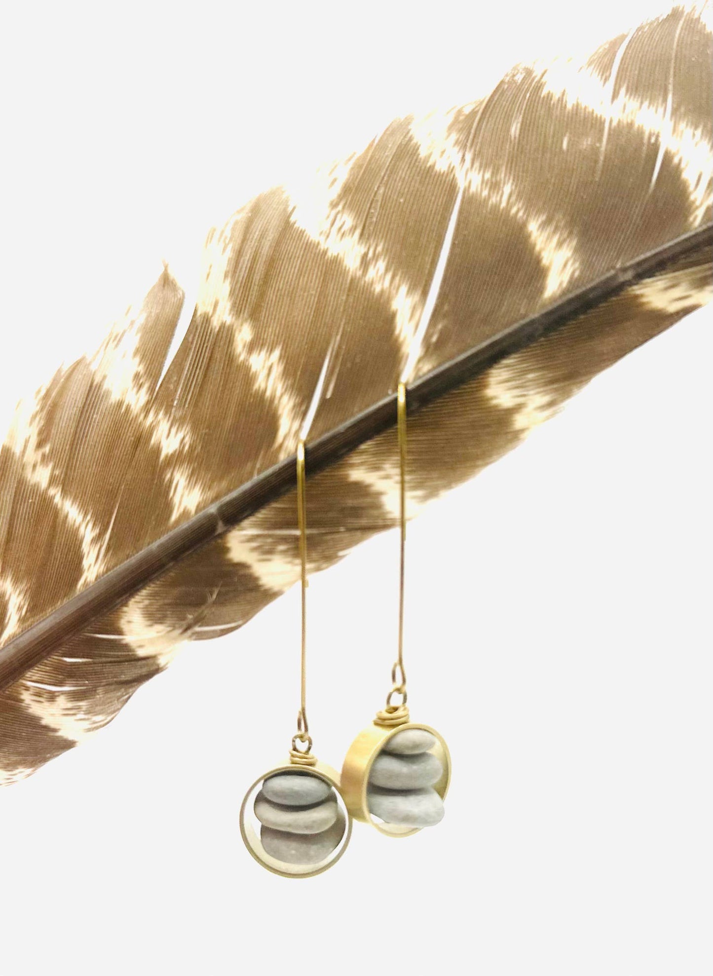 Brass & Stone Threader Earrings