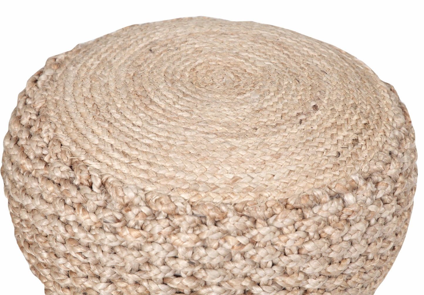 Natural Braided Jute Pouf: Tan