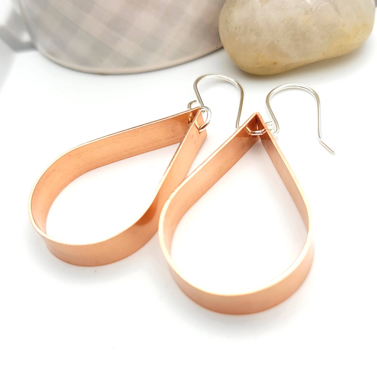 Copper Teardrop Hoop Earrings