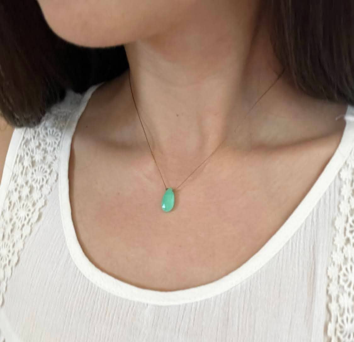 Chrysoprase Teardrop 16" Necklace