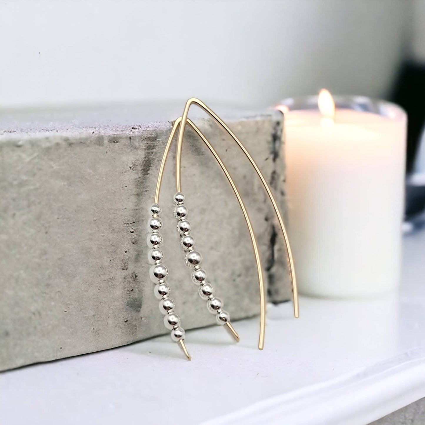 Gold & Silver Beaded Threader Earrings