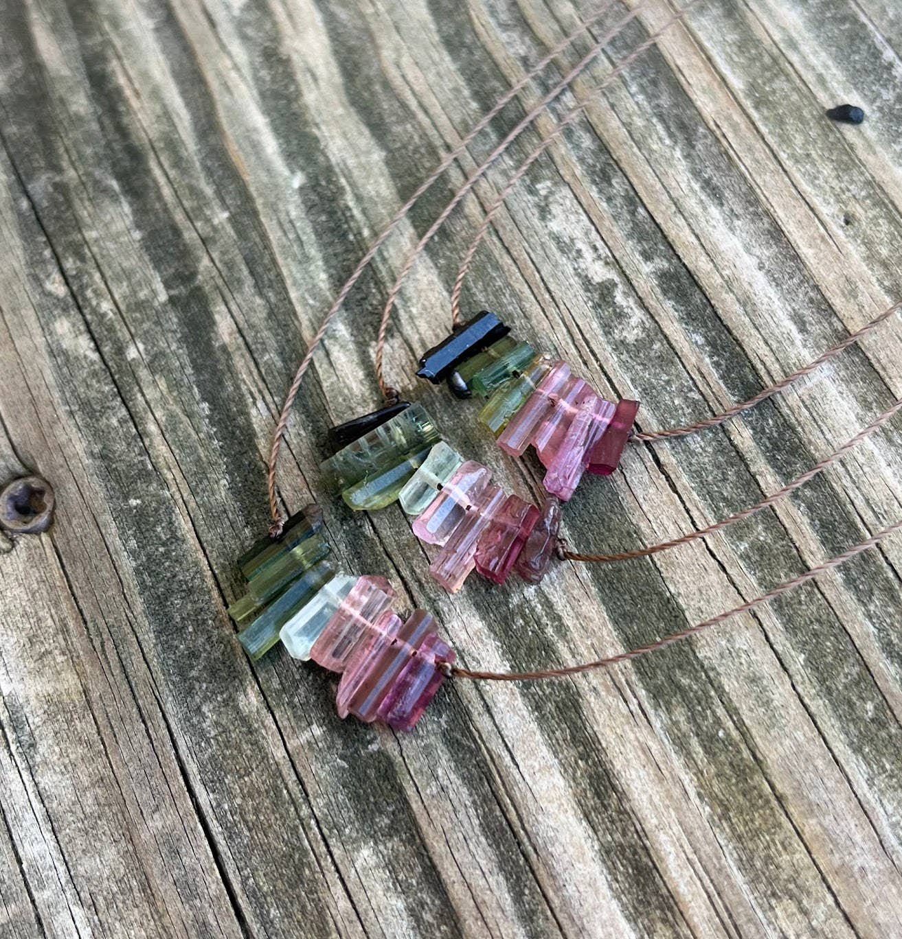 Multi Tourmaline Bar 18"  Necklace