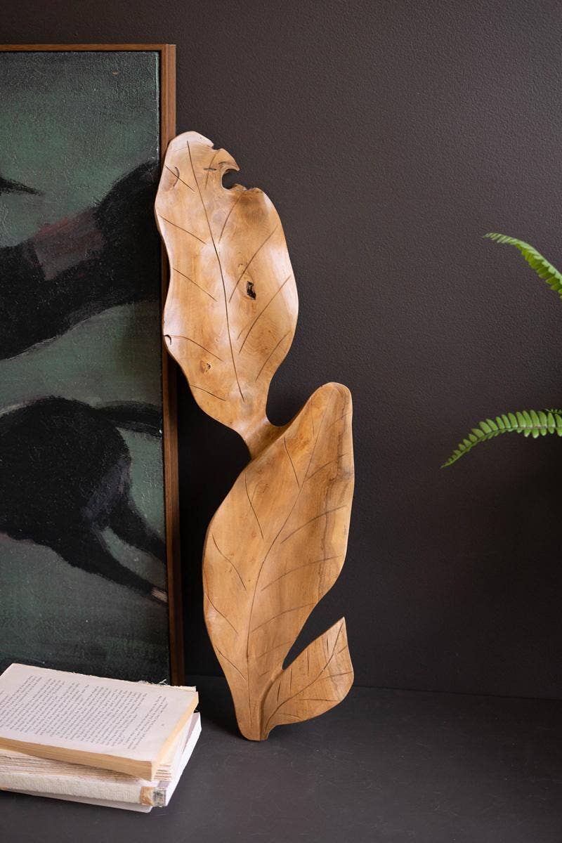 Hand Carved Teakwood Leaf Bowl