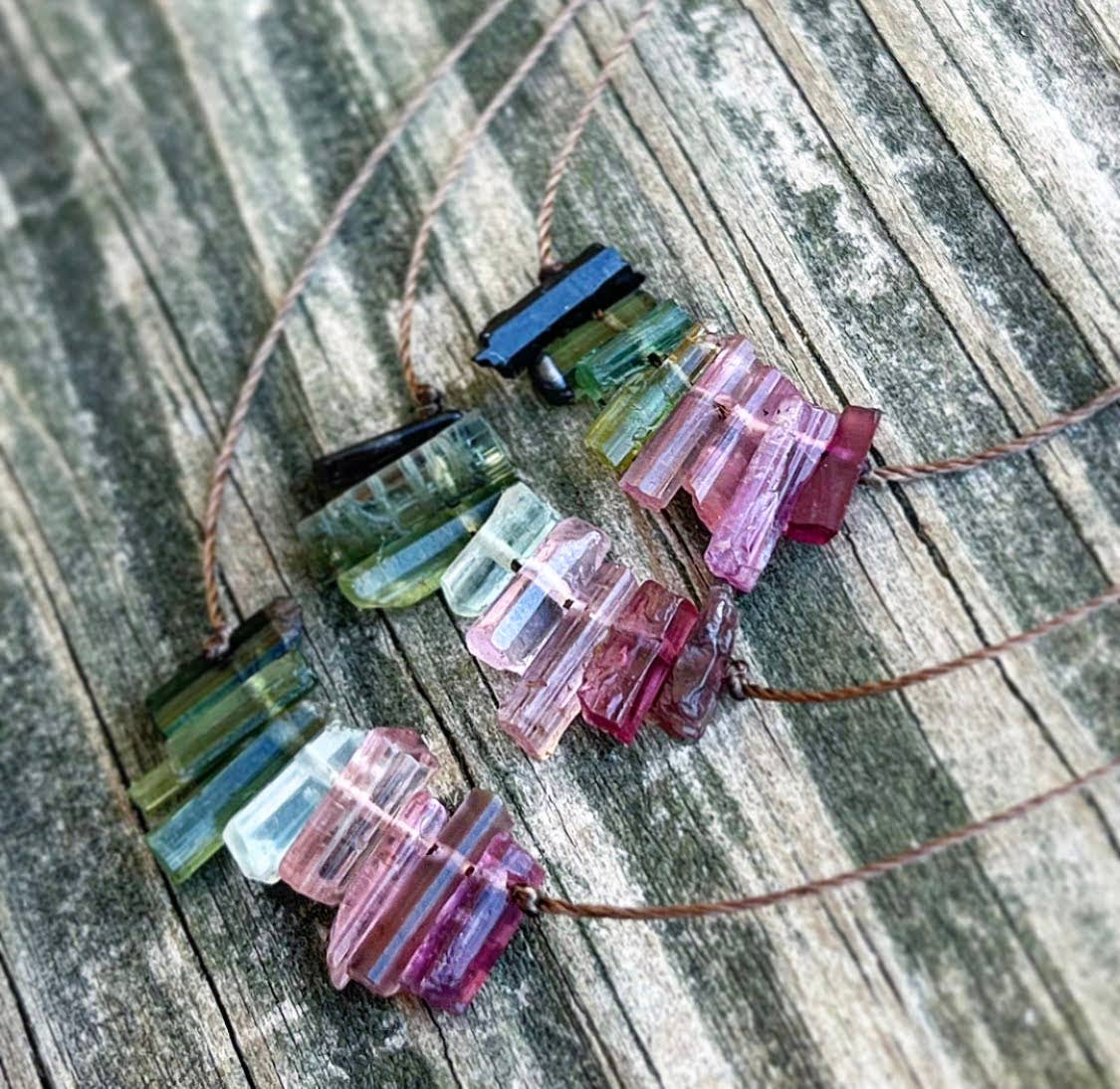 Multi Tourmaline Bar 18"  Necklace