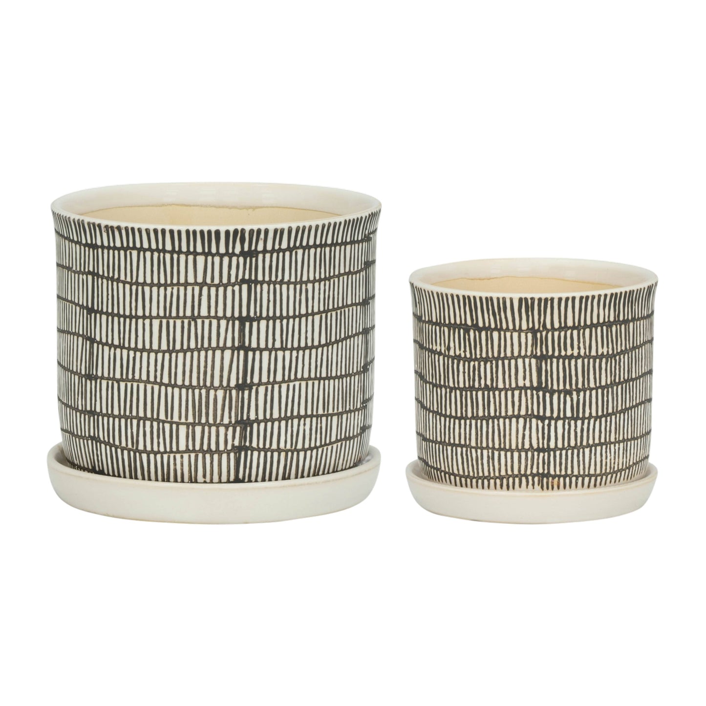Ceramic Line Pot & Saucer