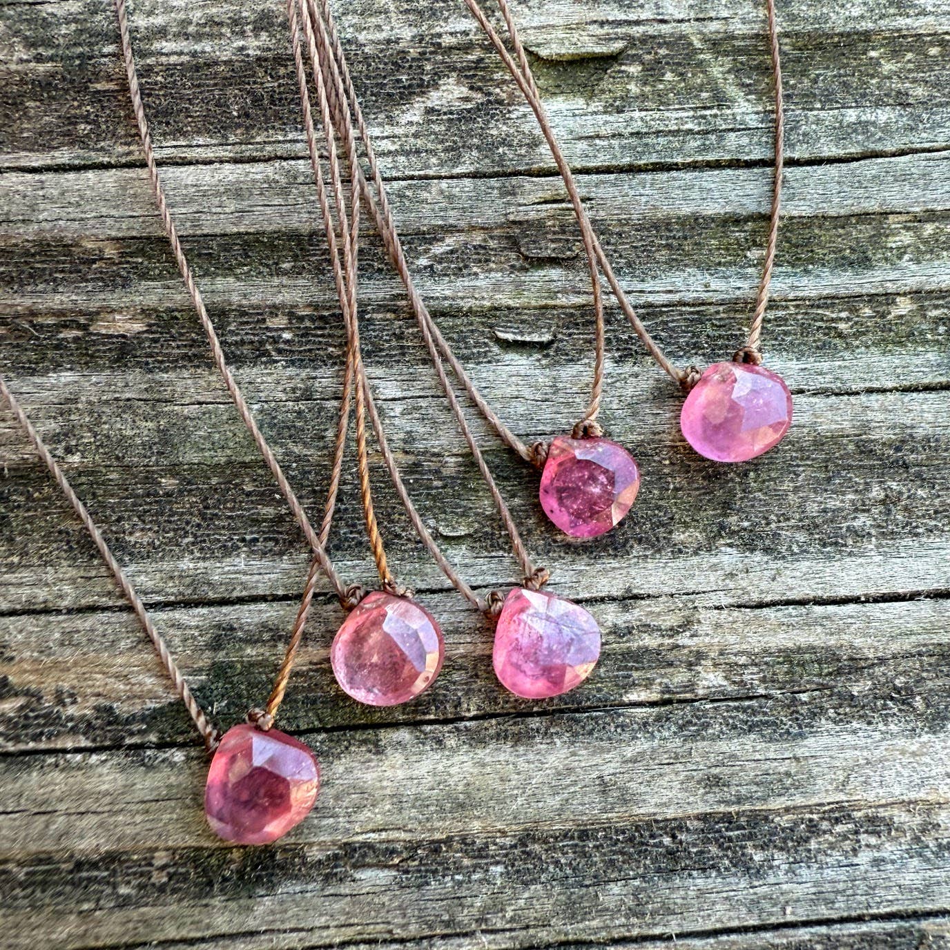 Pink Sapphire Small Teardrop Necklace
