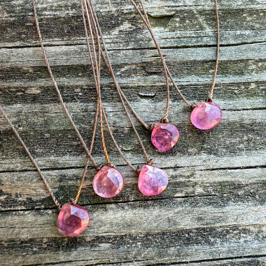 Pink Sapphire Small Teardrop Necklace