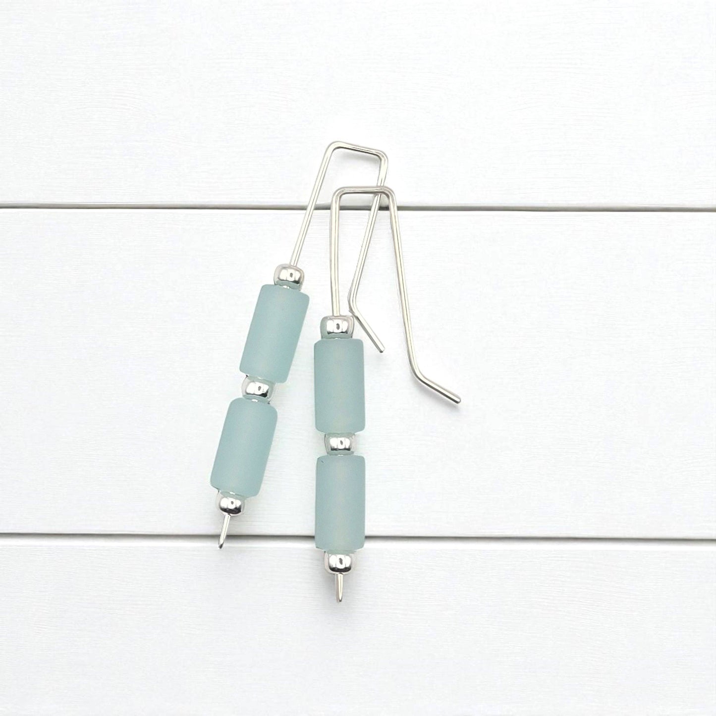Sterling Silver & Sea Glass Threader Earrings
