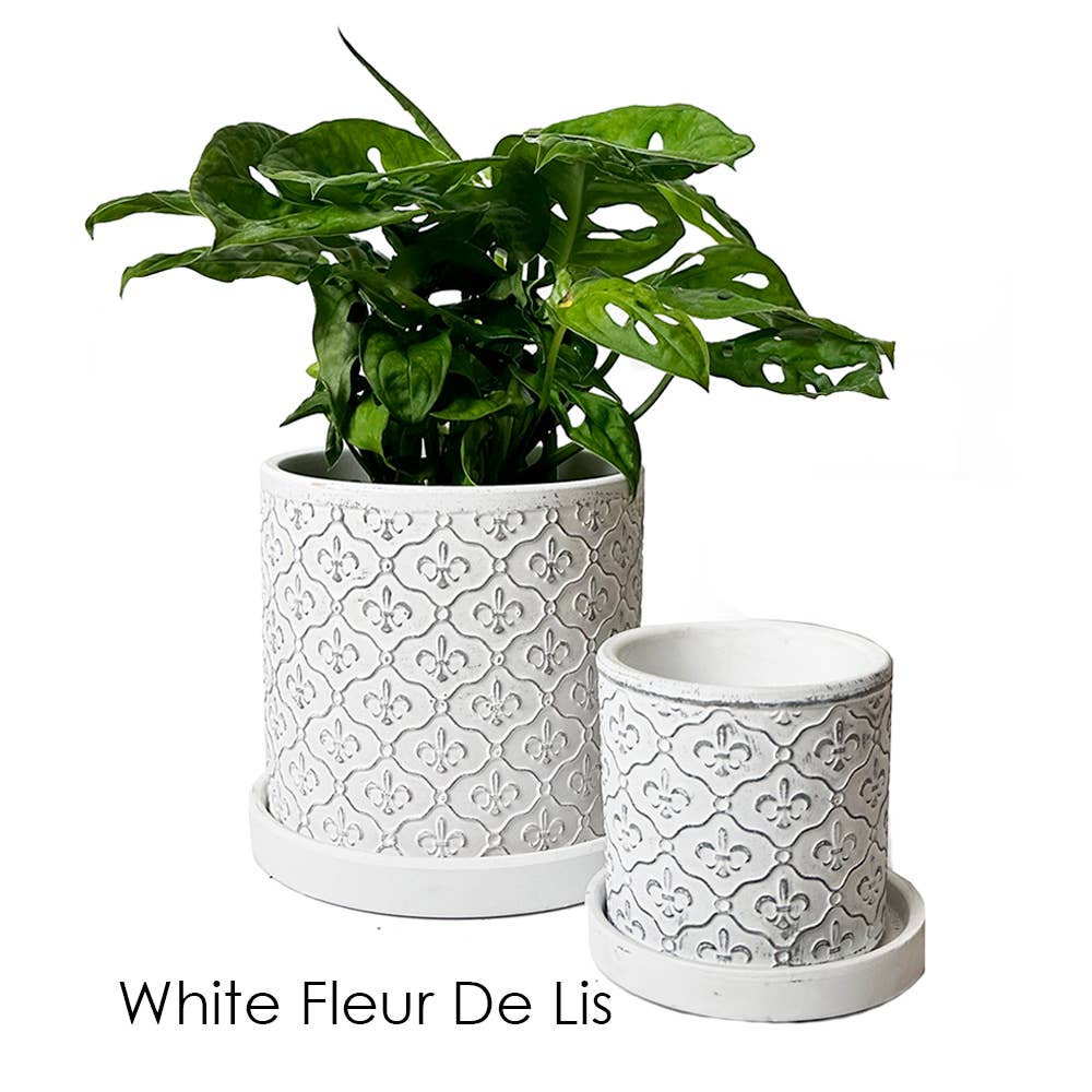 White Flower Boho Planter