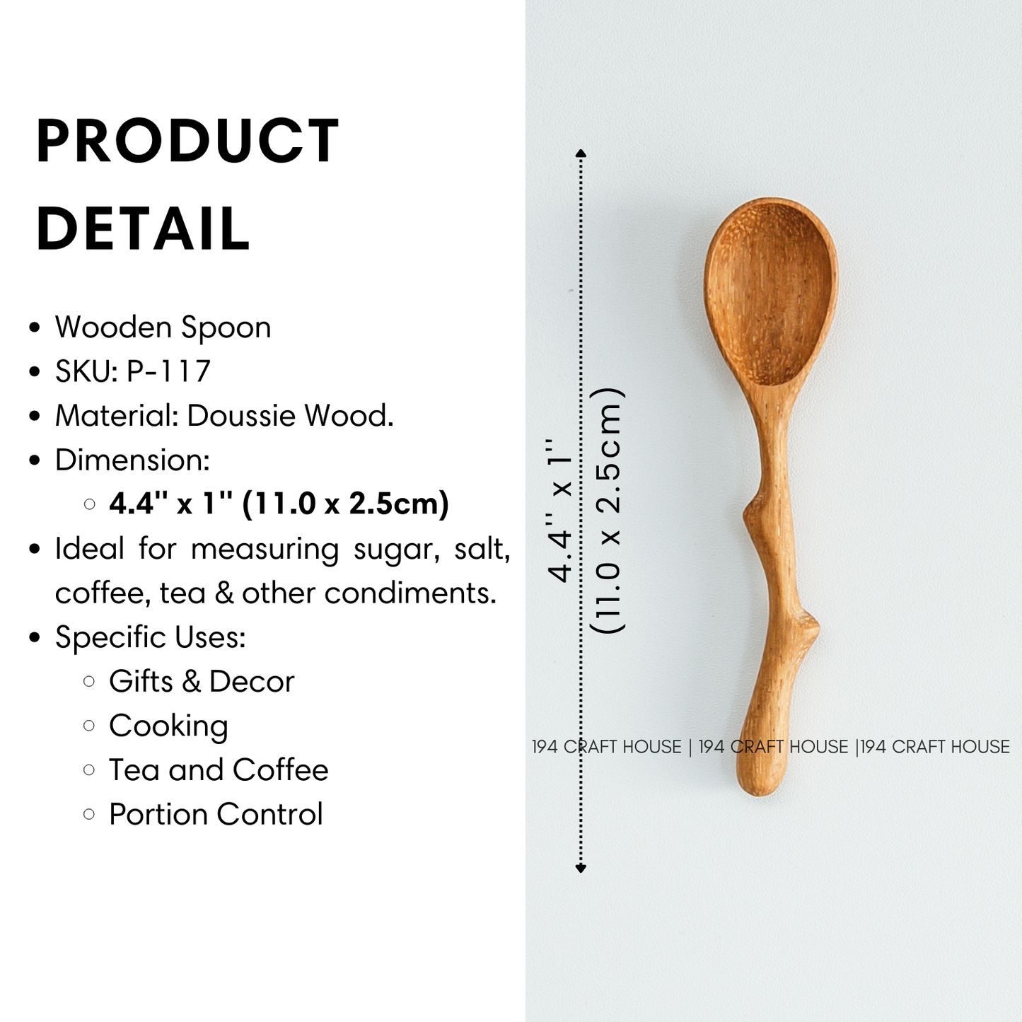 Twig Handle Wooden Spice Spoon