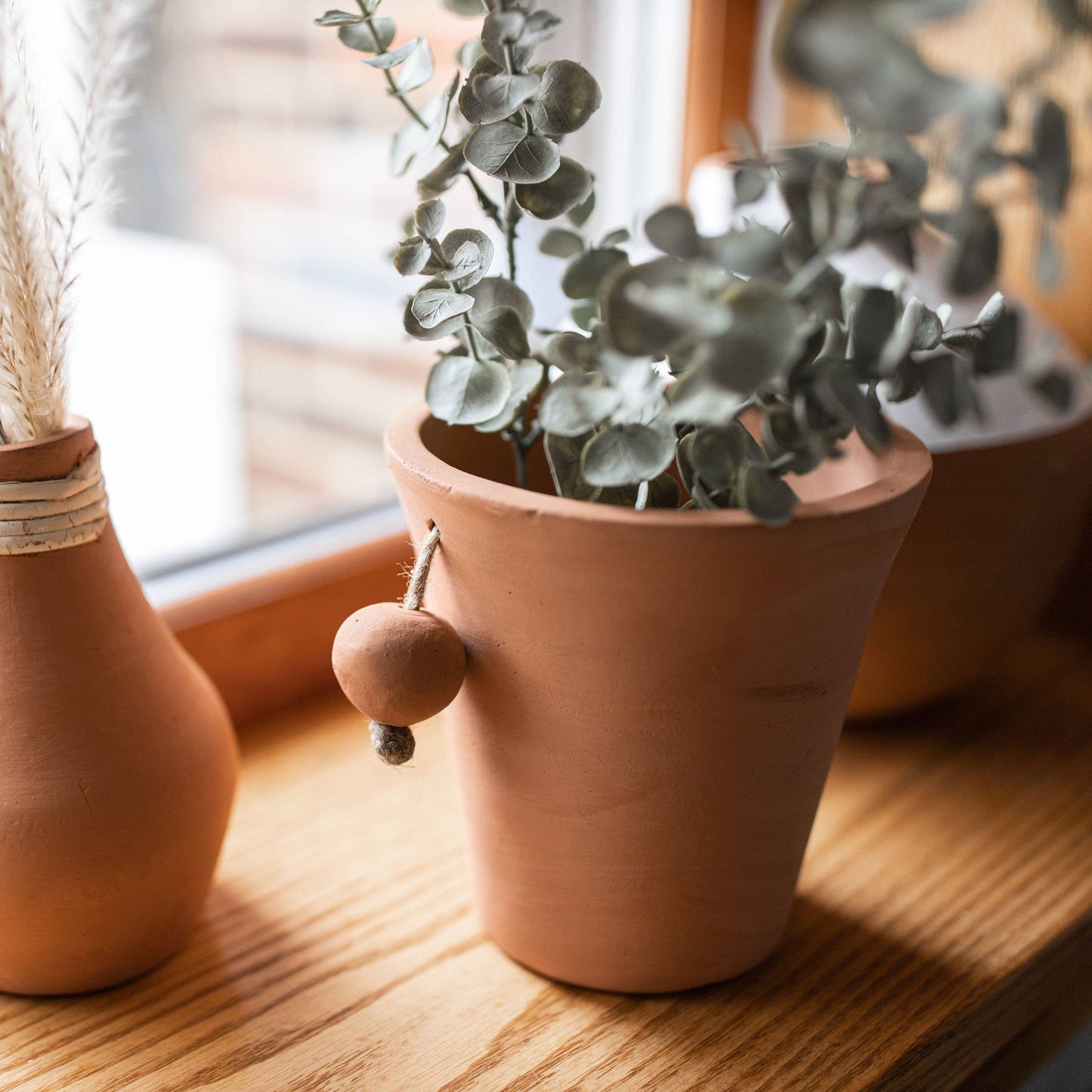 Bead Accent Terracotta Vase