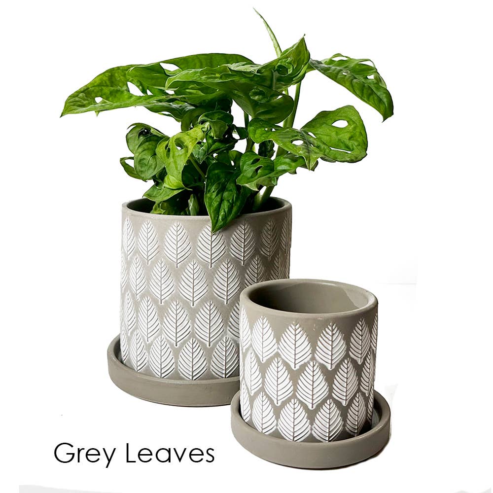 Grey Paisley Boho Planter