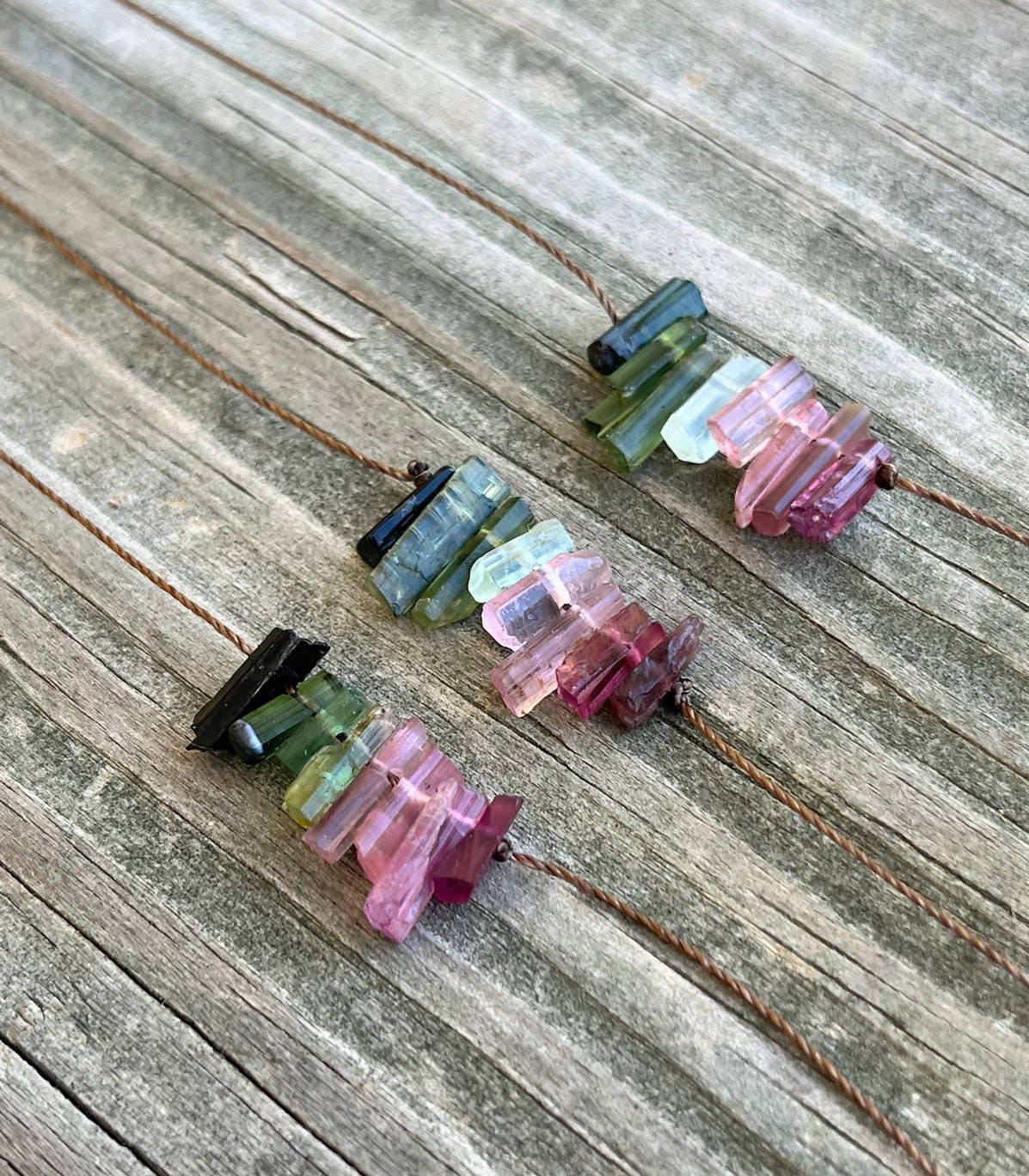 Multi Tourmaline Bar 18"  Necklace