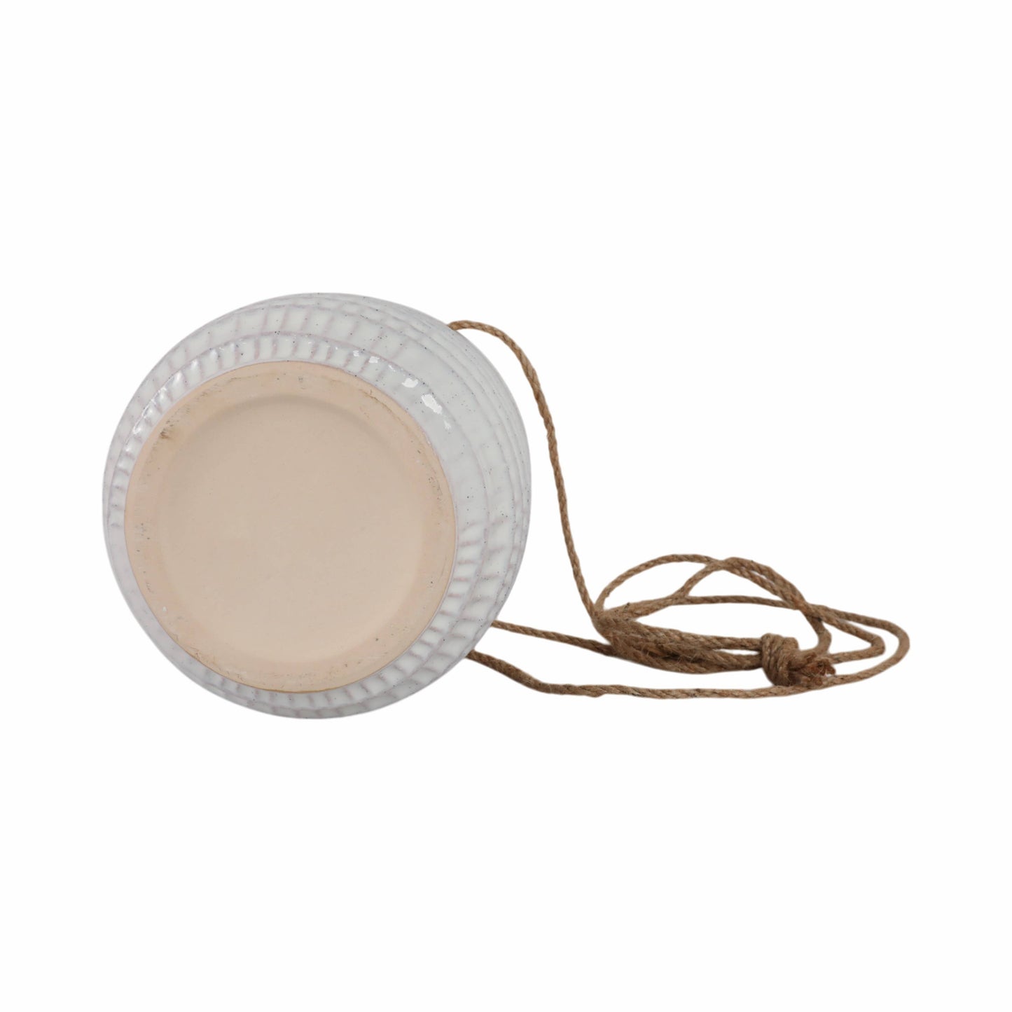 Ivory Ribbed Hanging Planter