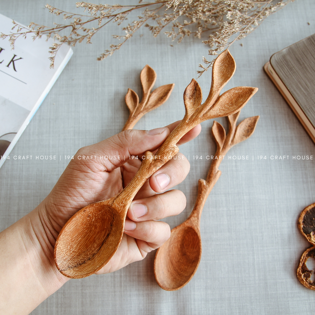 Artisan Leaf Handle Wooden Spoon