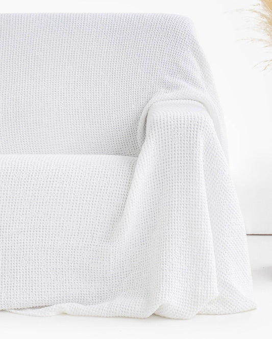 White Waffle Linen Throw