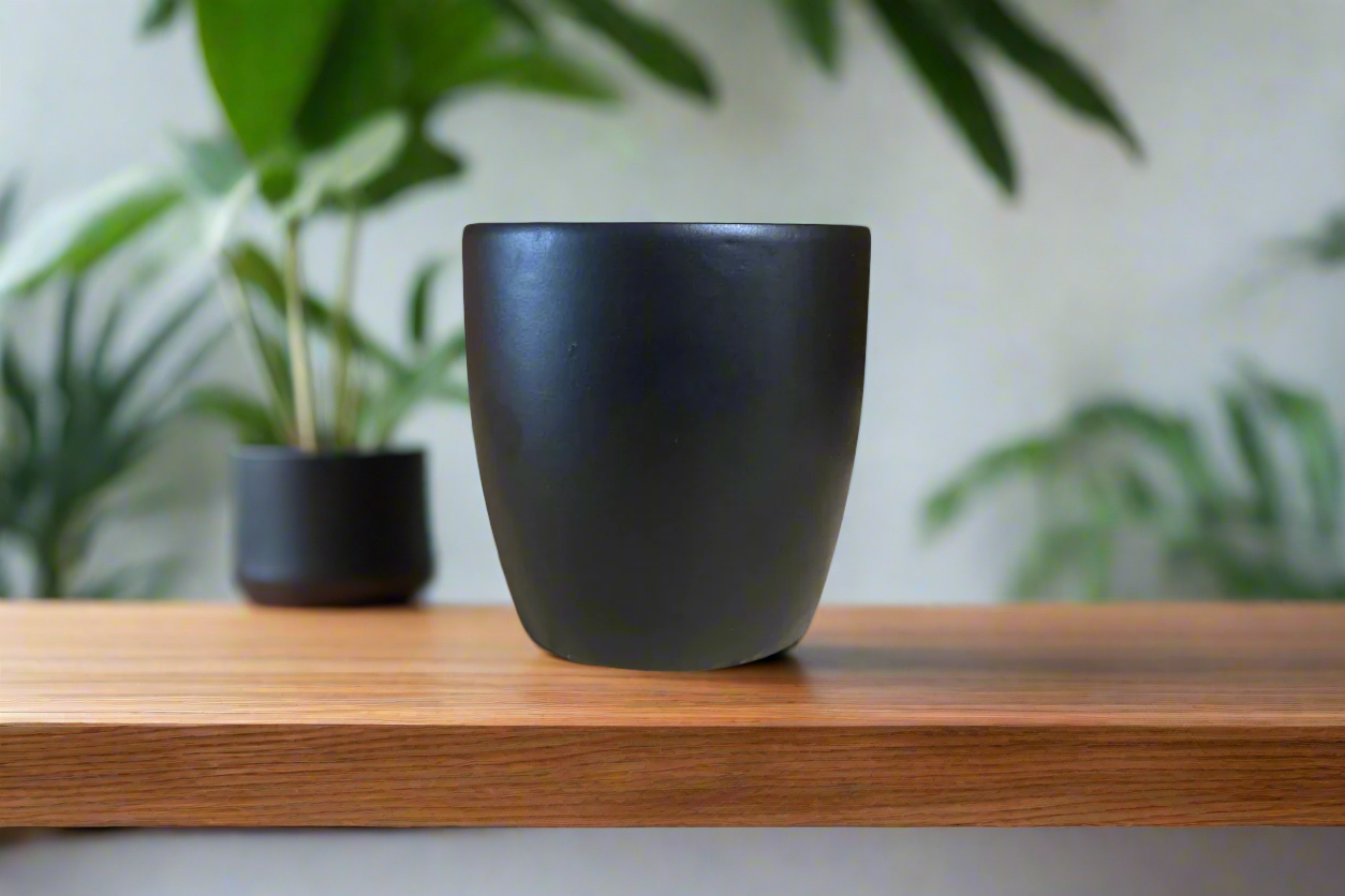 Matte Black Ceramic Mini Planter