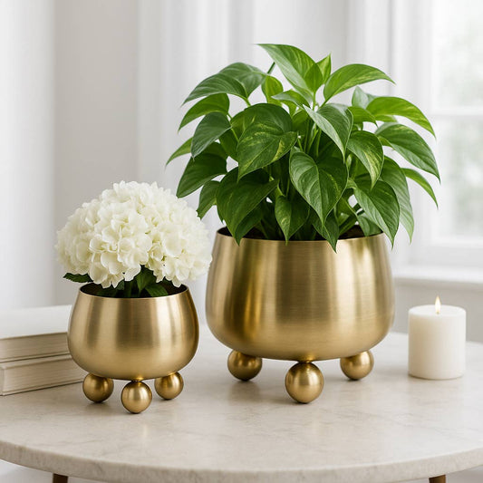 Gold Metal Ball Footed Pot