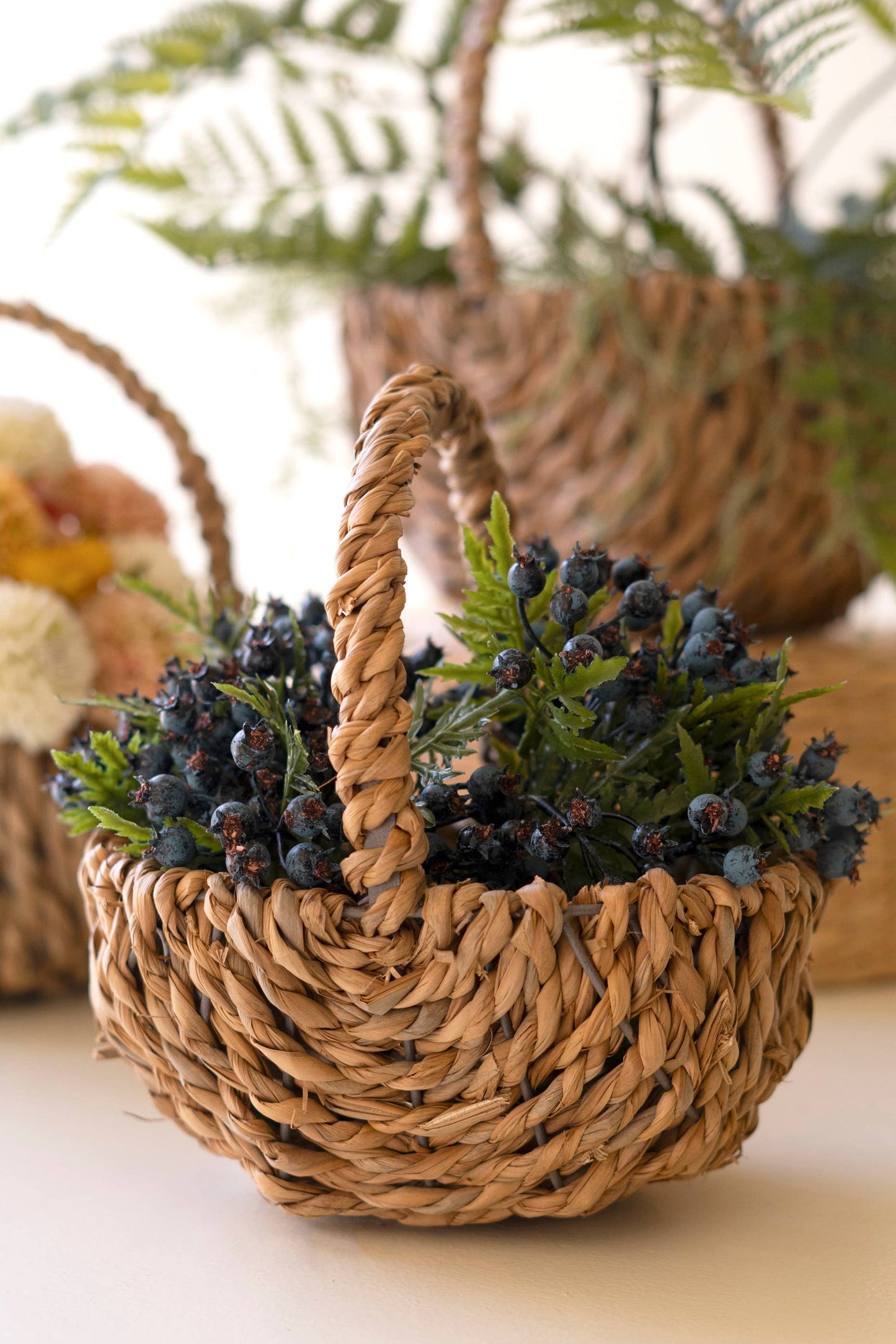 Woven Seagrass & Metal Basket
