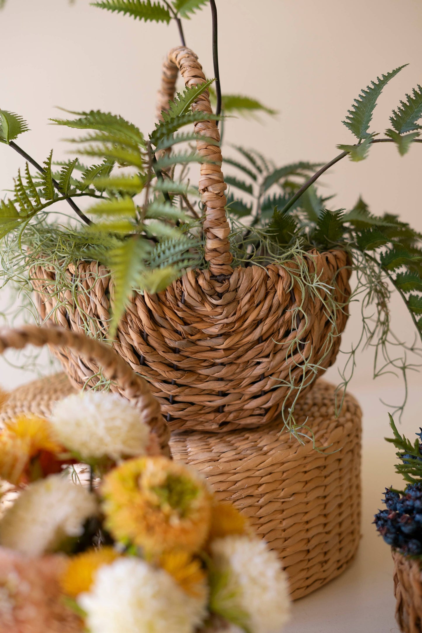 Woven Seagrass & Metal Basket