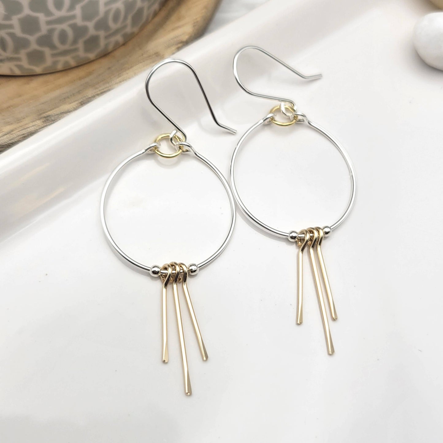 Silver and Gold Fringe Hoops